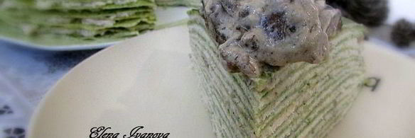 блинный тортик с грибным соусом