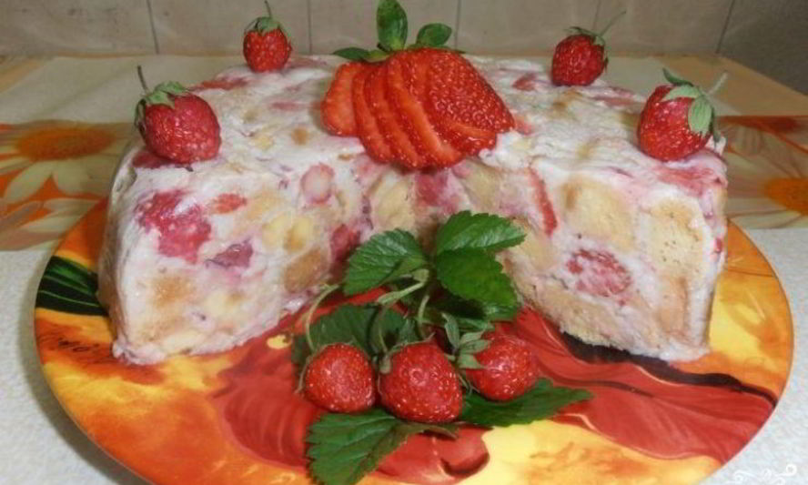 Рецепт клубнично-бананового торт