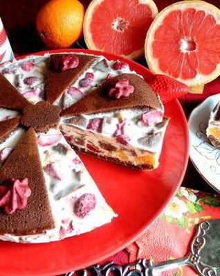 Летний торт Фрукты в желе