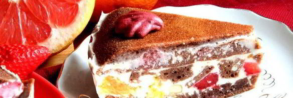 летний торт фрукты в желе