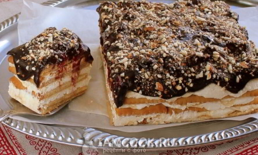 Рецепт торта из печенья и творога