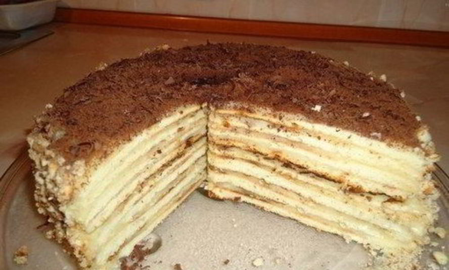 Рецепт торта на сковороде со сливочным кремом