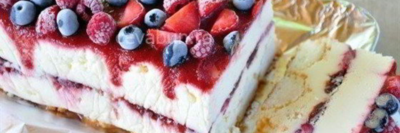 Замороженный творожный торт с белым шоколадом