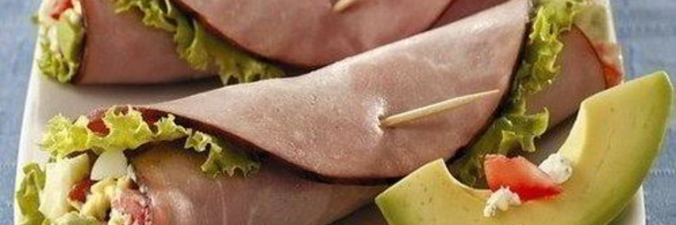 Ветчинные конвертики с овощной начинкой