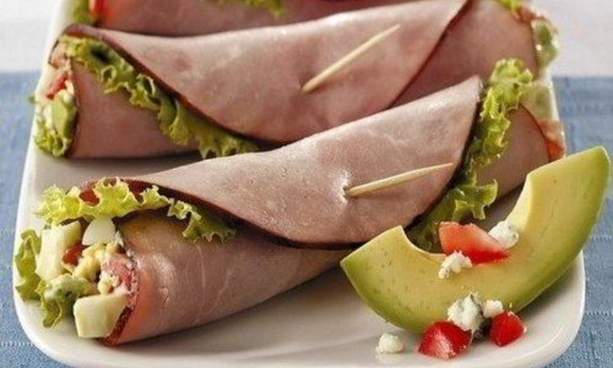 Рецепт ветчинных конвертиков с овощной начинкой