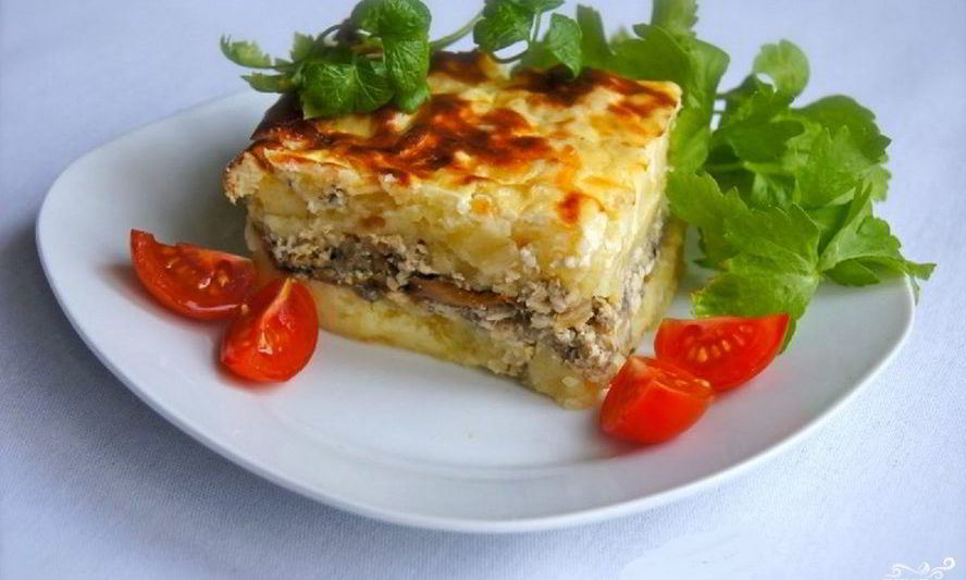 Рецепт картофельной запеканки с маринованными грибами