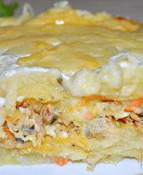 Картофельная запеканка с рыбными консервами