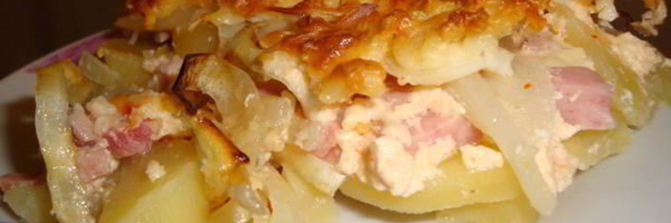Картофельная запеканка с ветчиной
