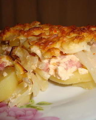 Картофельная запеканка с ветчиной