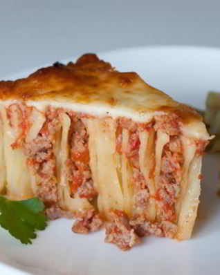 Макаронный пирог-запеканка с мясом