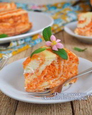 Мраморная запеканка с тыквой и творогом