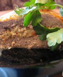 Мясная запеканка с грибами и яйцом