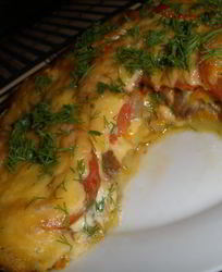 Мясная запеканка с картофелем и помидорами