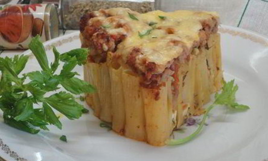 Рецепт мясной запеканки с тортильони