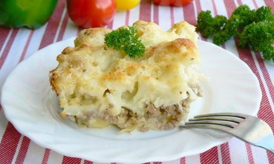 Рецепт мясной запеканки с цветной капустой