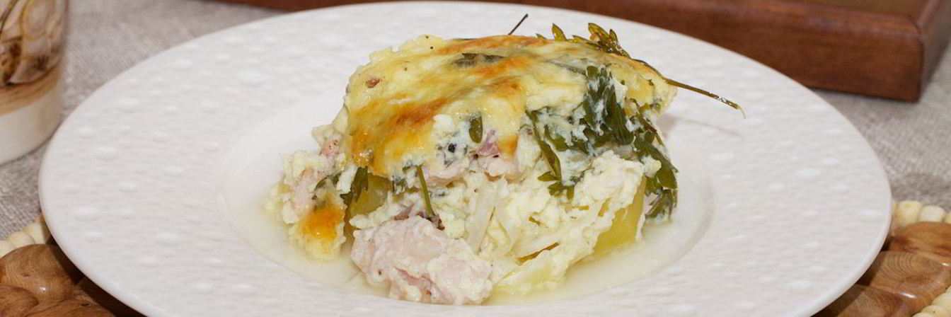 Нежная запеканка с куриным филе