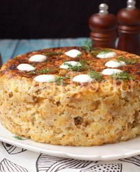 Рисовая запеканка с куриных фаршем в мультиварке