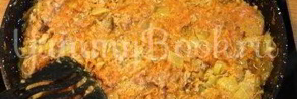 рисовая запеканка с куриных фаршем в мультиварке