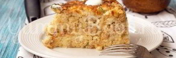 рисовая запеканка с куриных фаршем в мультиварке