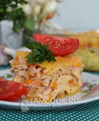 Рисовая запеканка с курицей в духовке