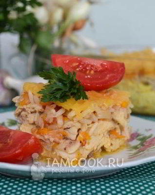 Рисовая запеканка с курицей в духовке