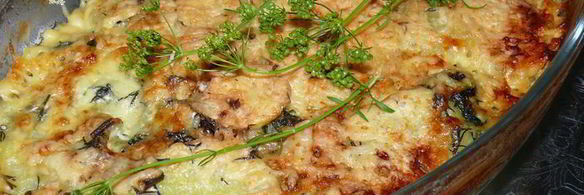 рыбная запеканка с картофелем и шпинатом