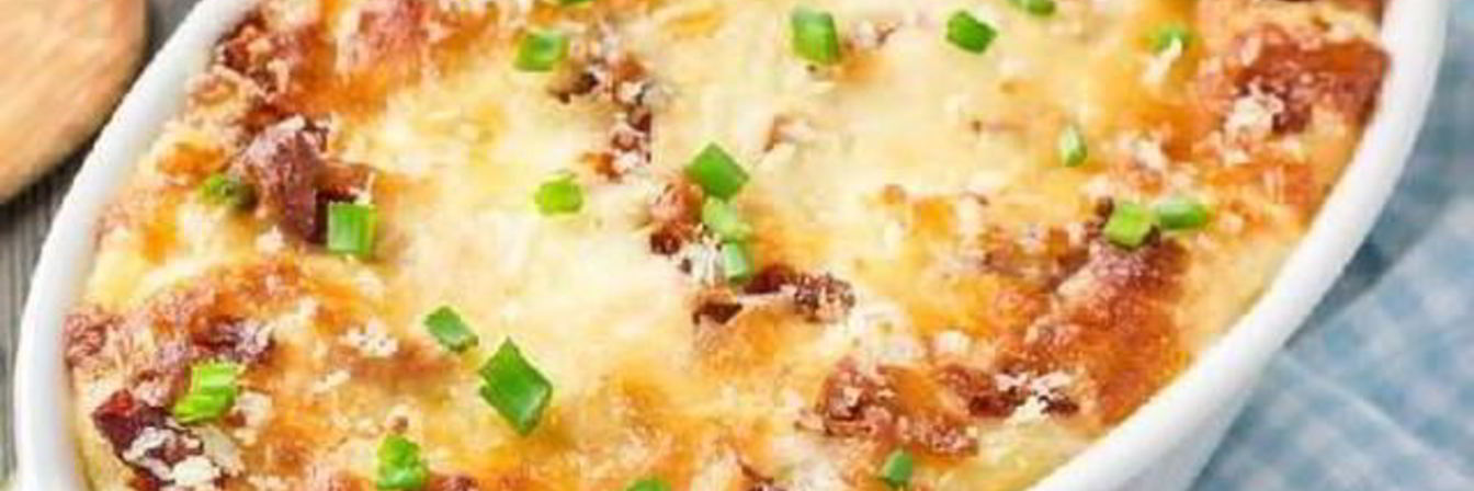 Рыбная запеканка с сыром и беконом