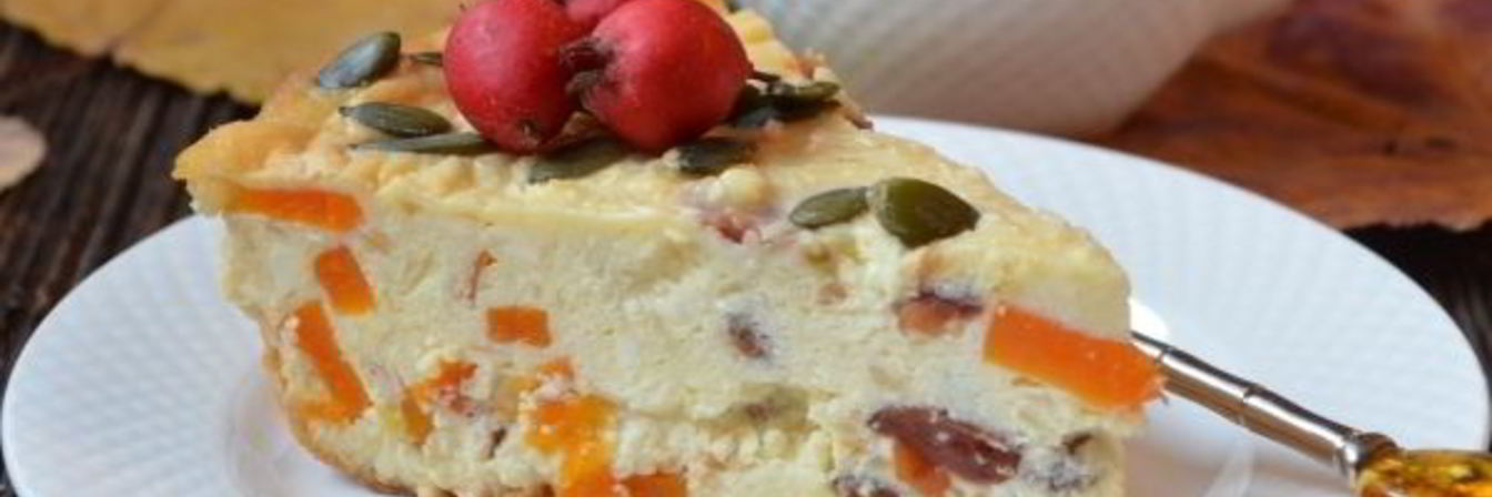 Творожная запеканка с яблоком и тыквой