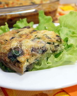 Яичная запеканка с грибами и овощами