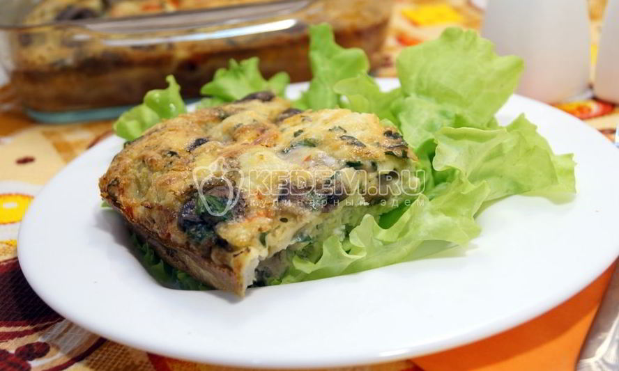 Рецепт яичной запеканки с грибами и овощами