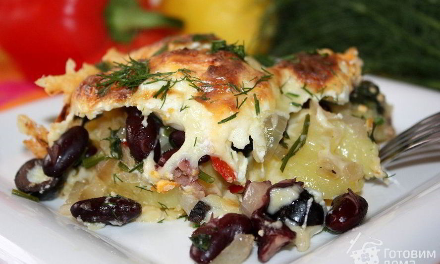 Рецепт запеканки из картофеля, фасоли и яиц