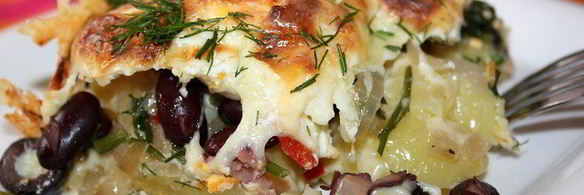 запеканка из картофеля, фасоли и яиц