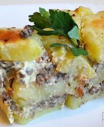 Запеканка из картофеля с куриными потрошками