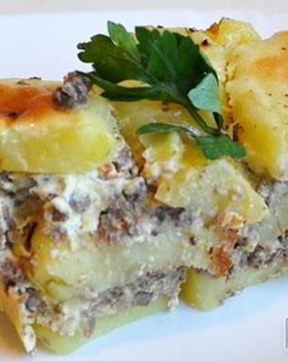 Запеканка из картофеля с куриными потрошками