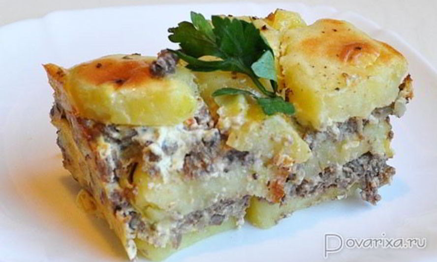 Рецепт запеканки из картофеля с куриными потрошками
