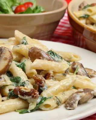 Запеканка из макарон с грибами