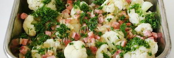 запеканка из цветной капусты с ветчиной