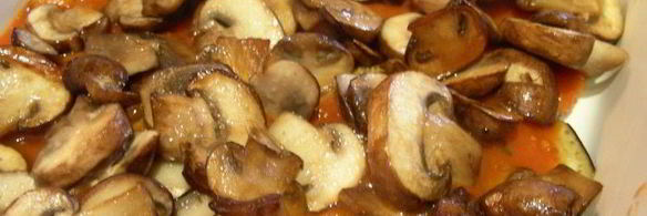 запеканка с баклажанами, грибами и моцареллой