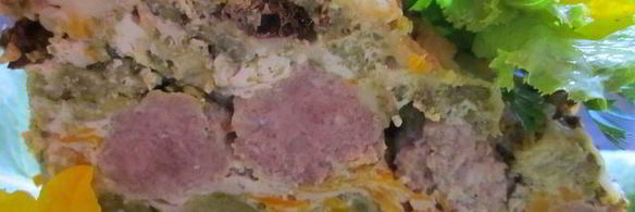 запеканка с брокколи и мясными шариками