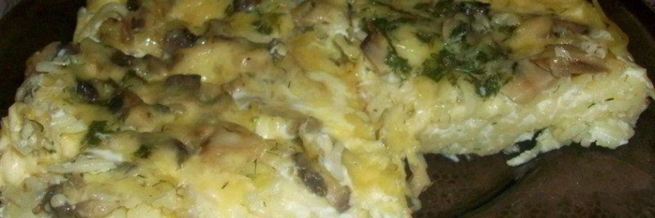 Запеканка с макаронами и грибами