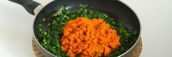 запеканка с тыквой, картофелем и шпинатом