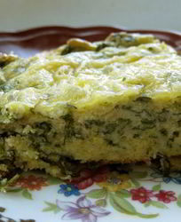 Запеканка со шпинатом, рикоттой и полентой