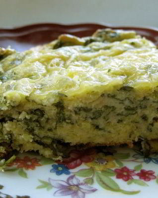 Запеканка со шпинатом, рикоттой и полентой