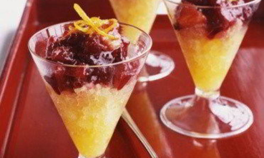 Рецепт апельсиноваи граниты с ягодныма джемома