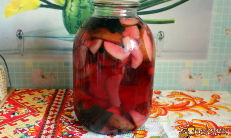 Рецепт компота из груш с черноплодной рябиной и малабарской корицей на зиму