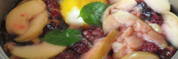 компот из терна, яблок и ежевики с мятой и лимоном