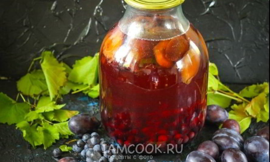 Рецепт компота из винограда и слив на зиму