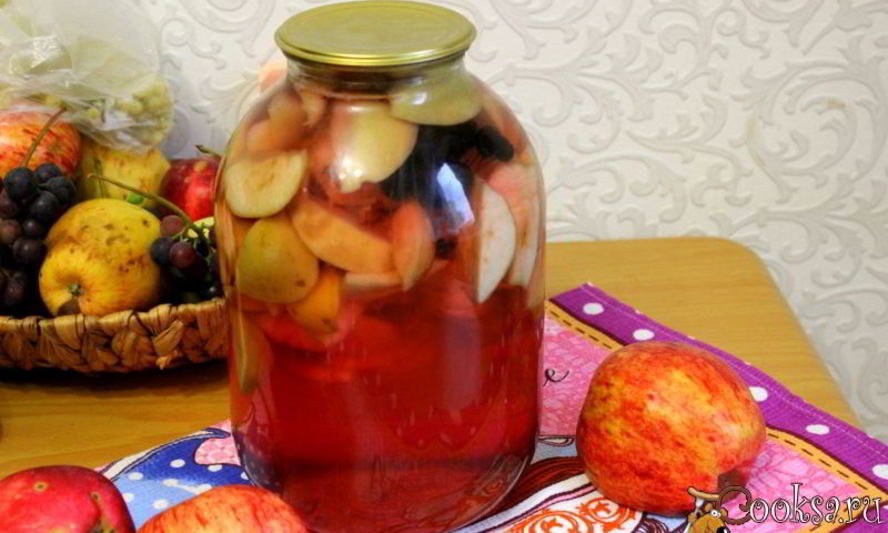 Рецепт яблочного компота с черноплодкой на зиму