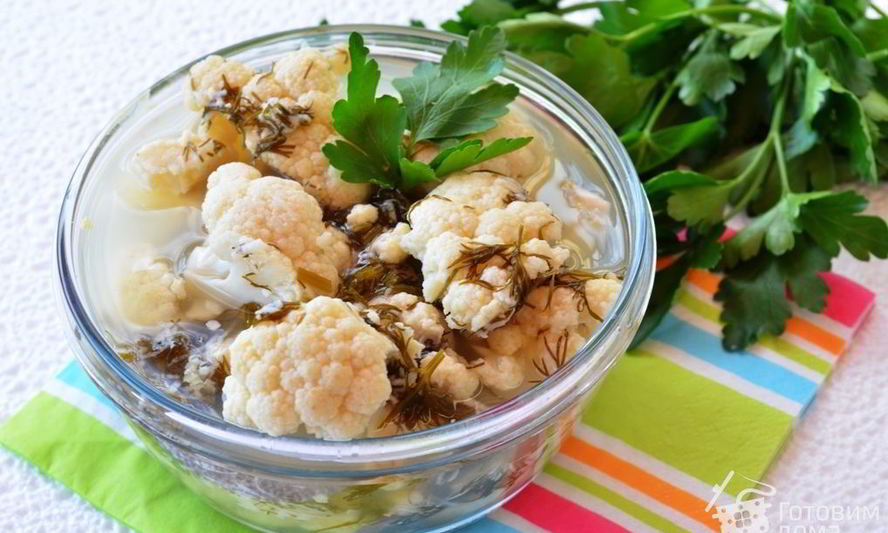 Рецепт маринованной цветной капусты в микроволновке