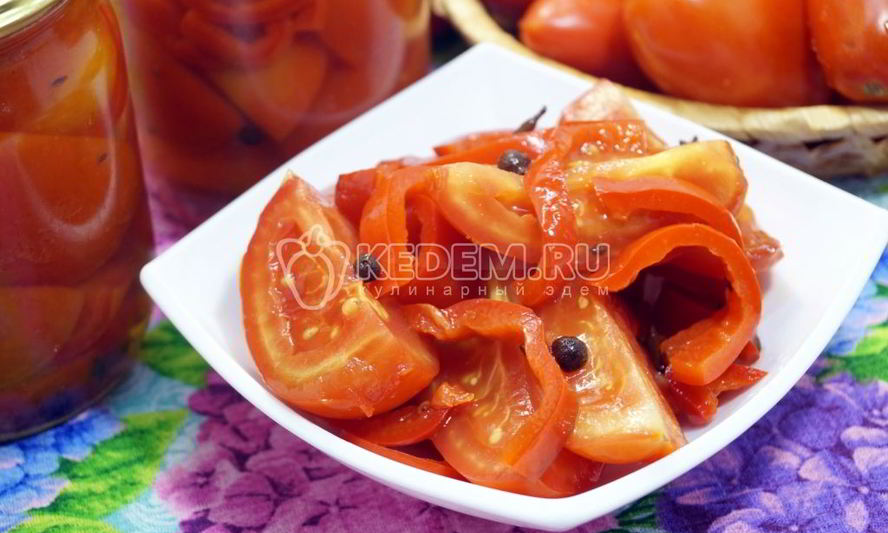 Рецепт маринованных помидоров половинками с болгарским перцем